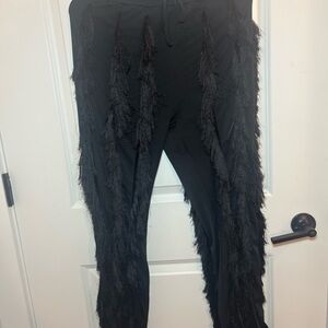 Black Fringe Pants